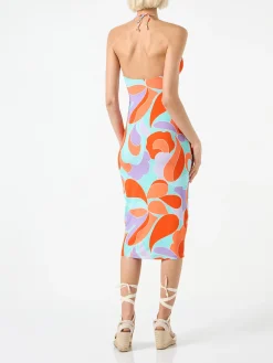 Longuette-Kleid mit Cut-out und Wellenprint Farah