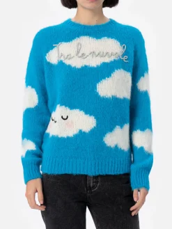 Maglione da donna in misto alpaca Queen con ricamo Tra le Nuvole
