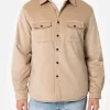 Man beige corduroy overshirt Chalet with St. Barth embroidery