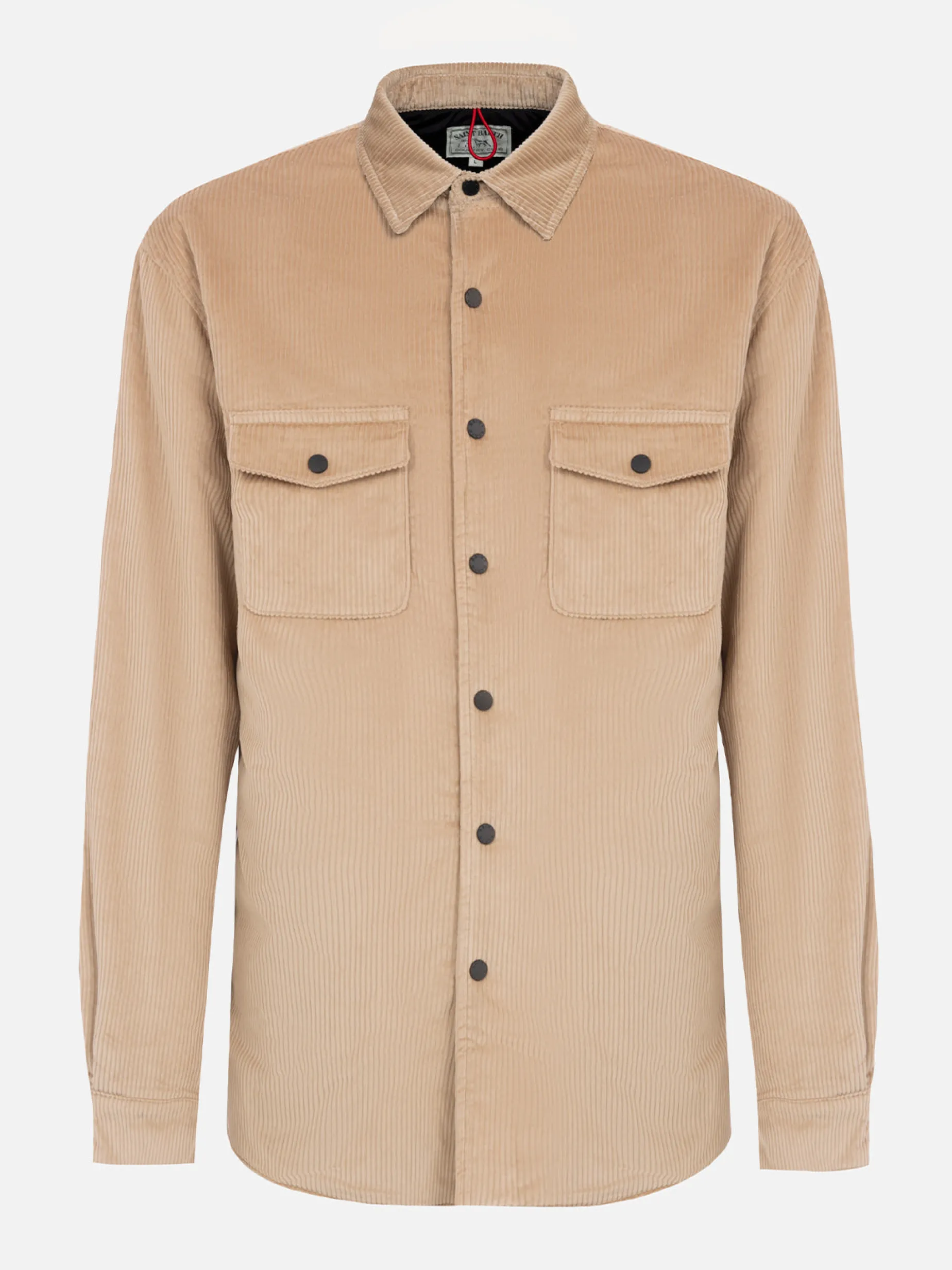 Man beige corduroy overshirt Chalet with St. Barth embroidery
