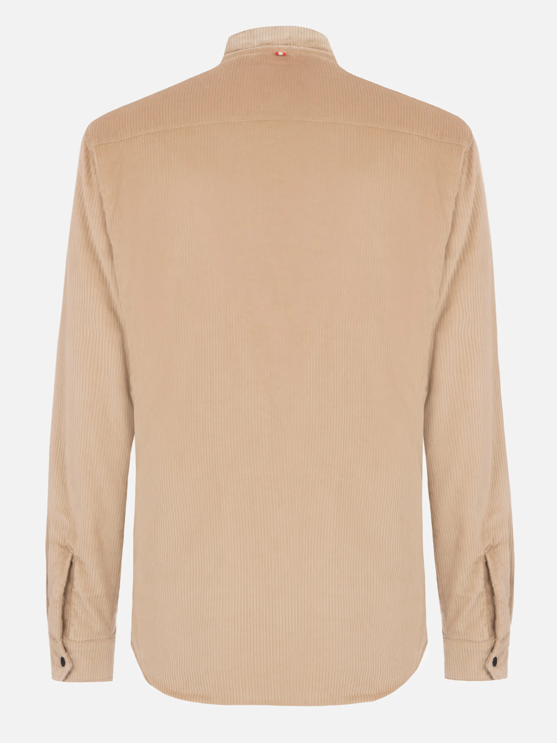 Man beige corduroy overshirt Chalet with St. Barth embroidery