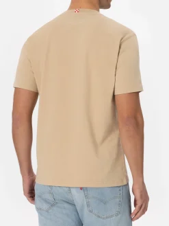 Man beige heavy cotton t-shirt Arnott with St. Barth embroidery