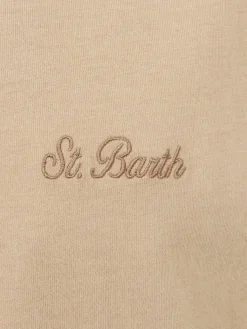 Man beige heavy cotton t-shirt Arnott with St. Barth embroidery
