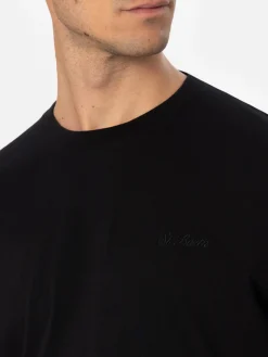Man black heavy cotton t-shirt Arnott with St. Barth embroidery