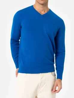 Man bluette V neck cashmere blend sweater Regent