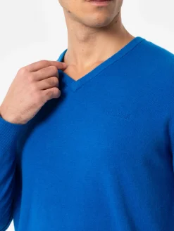 Man bluette V neck cashmere blend sweater Regent