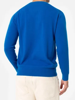 Man bluette V neck cashmere blend sweater Regent