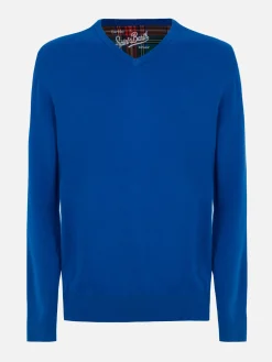 Man bluette V neck cashmere blend sweater Regent