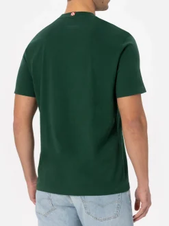 Man British green heavy cotton t-shirt Arnott with St. Barth embroidery