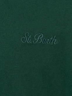 Man British green heavy cotton t-shirt Arnott with St. Barth embroidery