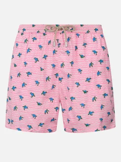 Man Comfort Light Badeshorts mit Meeresschildkröten-Print