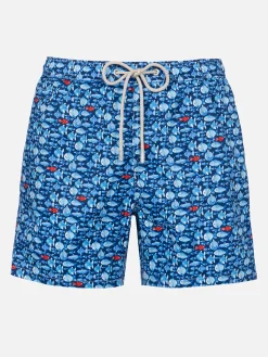 Man Comfort Light Badeshorts mit Fischaufdruck