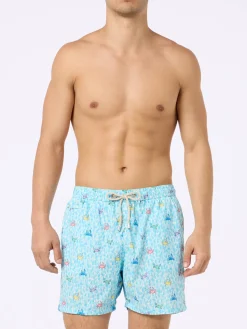 Man Comfort Light Badeshorts mit Krabben-Print