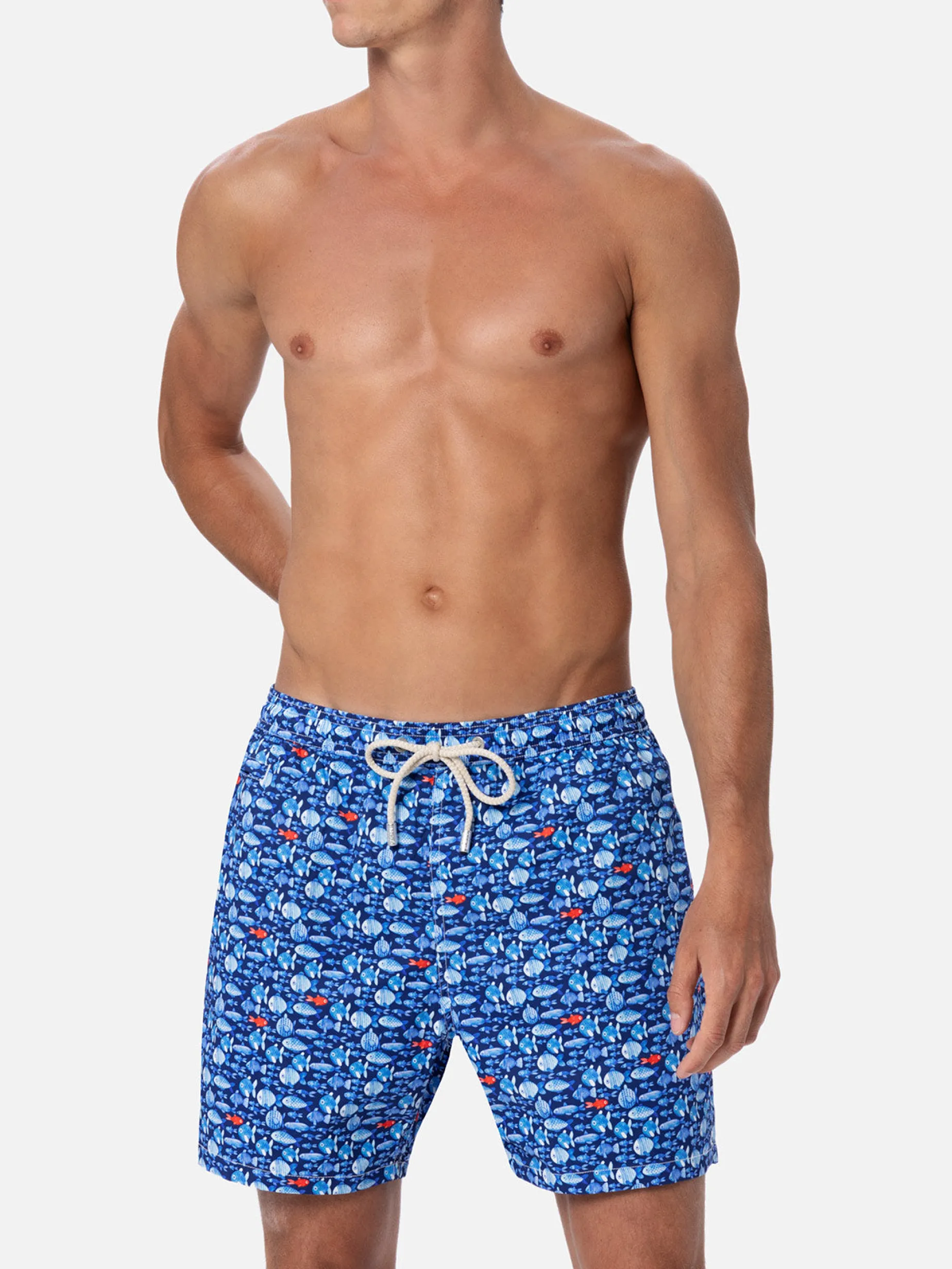 Man Comfort Light Badeshorts mit Fischaufdruck