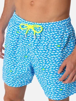 Man Comfort Light Badeshorts mit Hai-Aufdruck