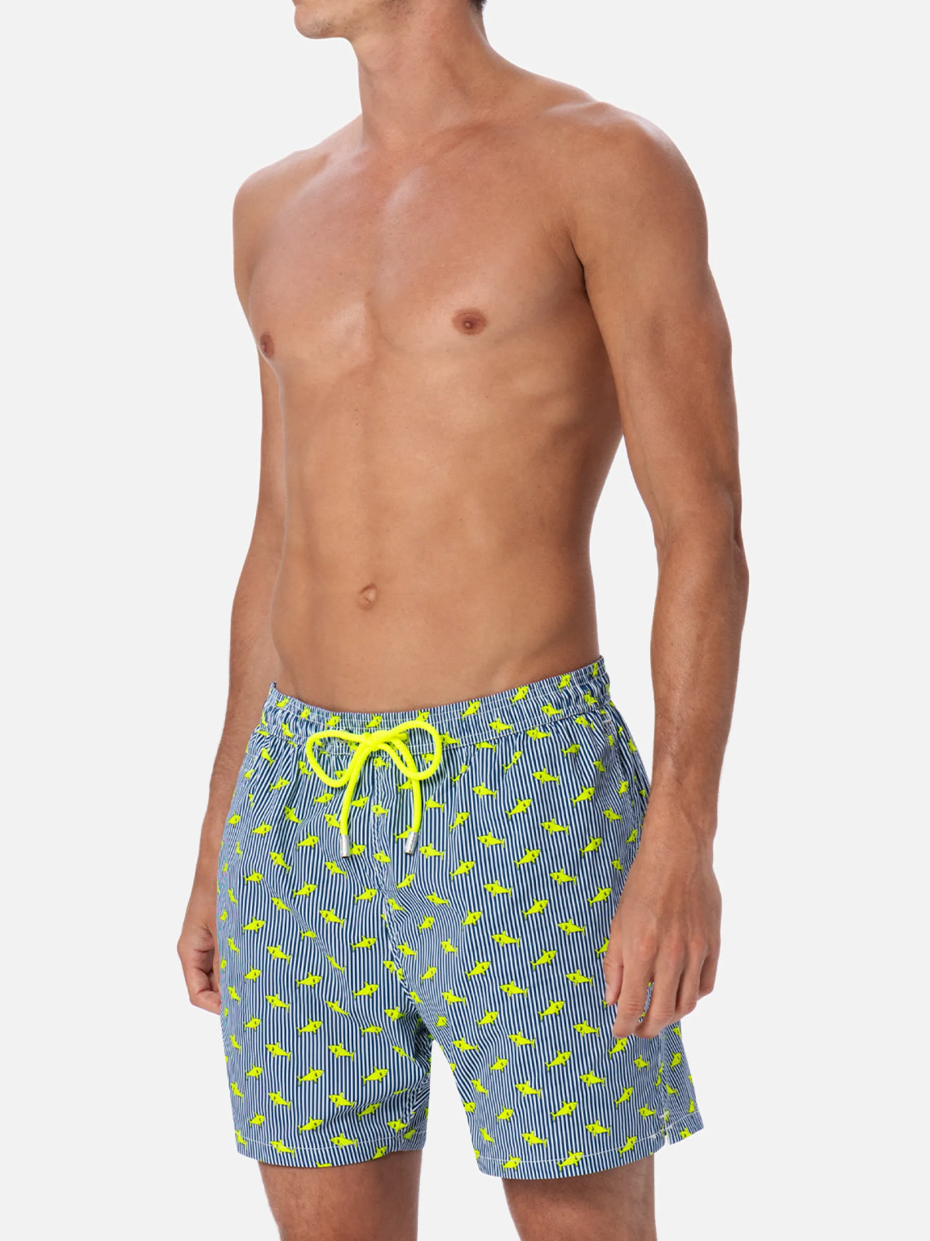 Man Comfort Light Badeshorts mit Hai-Aufdruck