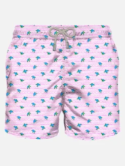 Man Comfort Light Badeshorts mit Meeresschildkröten-Print
