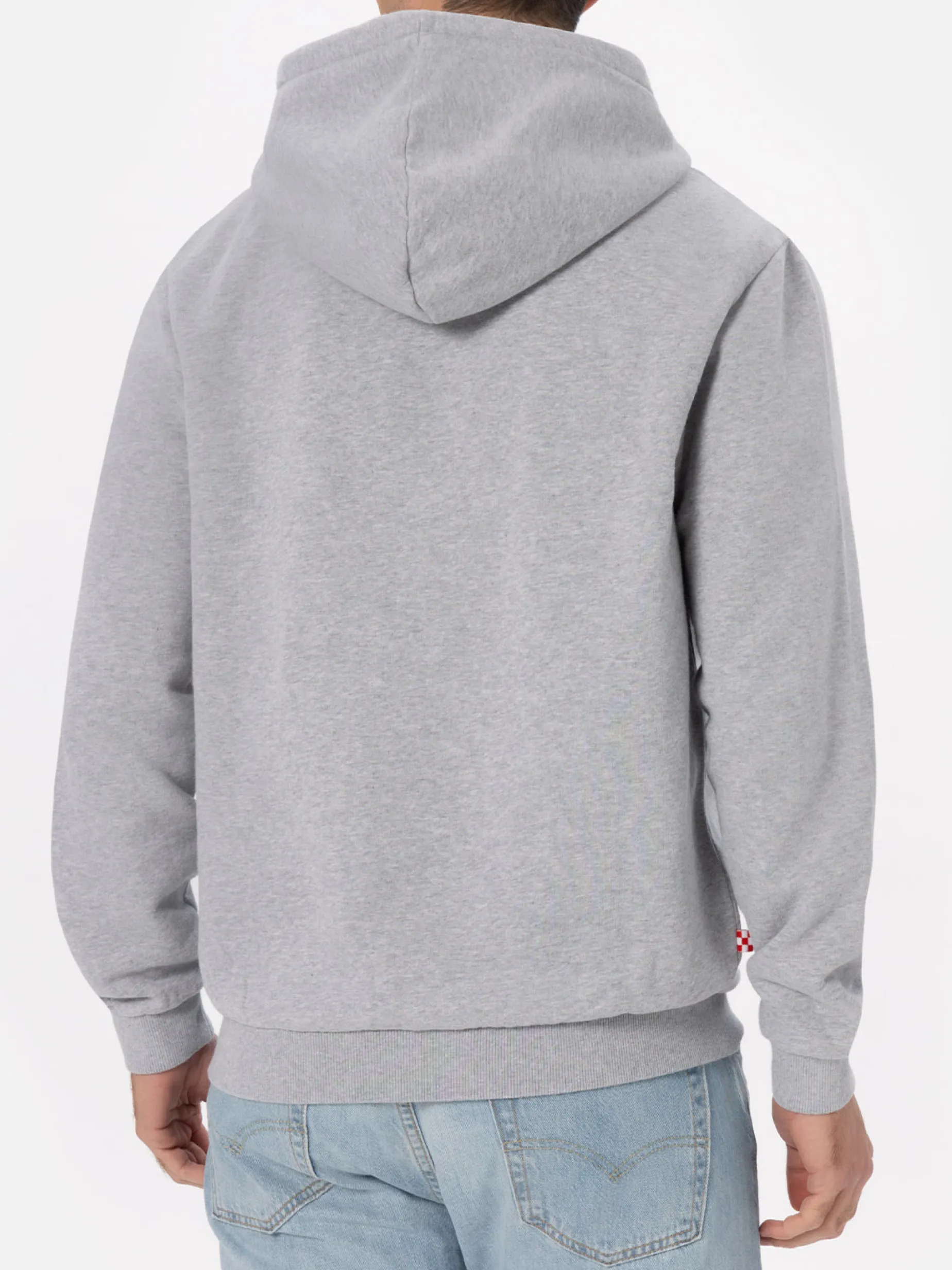 Man grey zipped and hooded sweatshirt with St. Barth embroidery