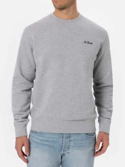 Man mélange grey sweatshirt with St. Barth embroidery