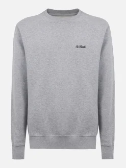 Man mélange grey sweatshirt with St. Barth embroidery