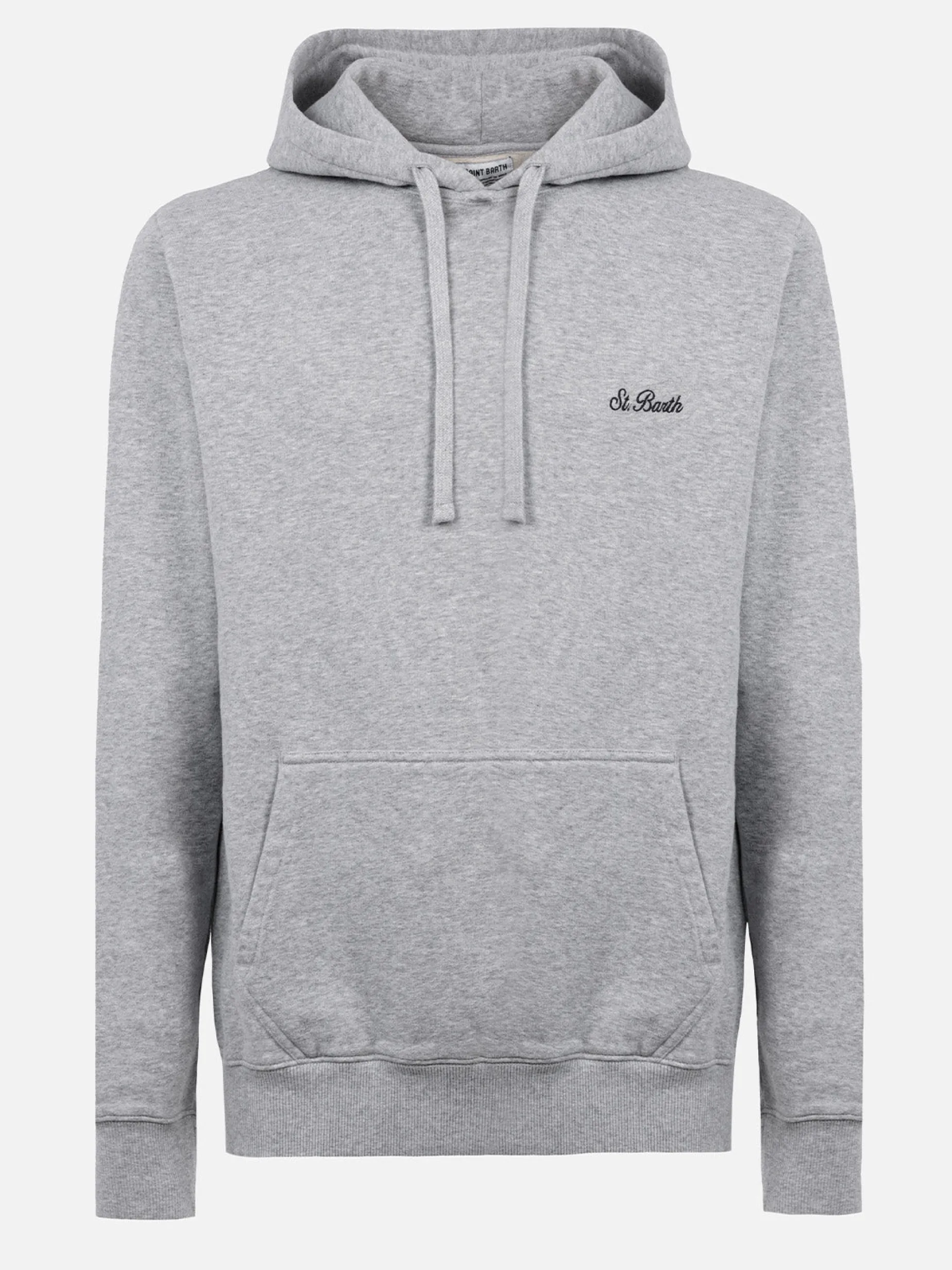 Man mélange grey sweatshirt Tribeca with St. Barth embroidery