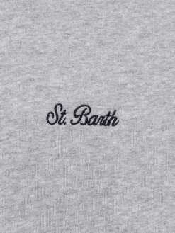Man mélange grey sweatshirt with St. Barth embroidery