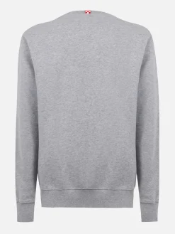 Man mélange grey sweatshirt with St. Barth embroidery