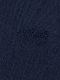 Man navy blue sweastshirt with St. Barth embroidery