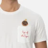 Man white cotton t-shirt Connor with eye of the tiger embroidery