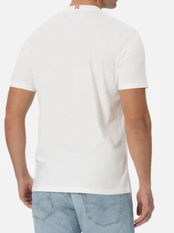 Man white cotton t-shirt Connor with I am green embroidery