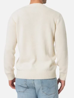 Mann weißer Pullover Bombardino mit Sole, Whiskey und sei in Pole Position! Stickerei | VACANZE DI NATALE SONDERAUSGABE