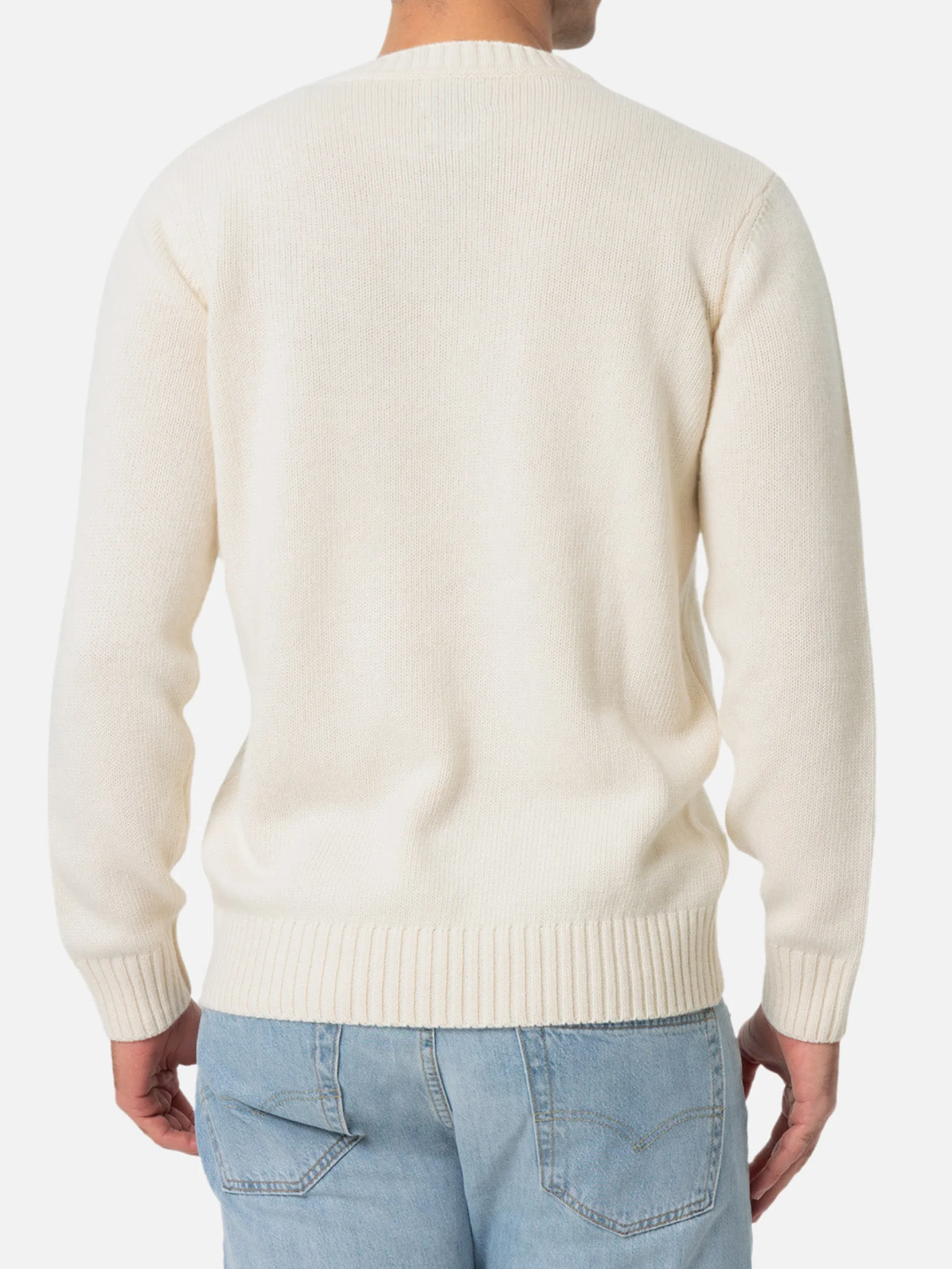 Mann weißer Pullover Bombardino mit Sole, Whiskey und sei in Pole Position! Stickerei | VACANZE DI NATALE SONDERAUSGABE