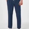 Marineblaue Calais-Hose für Herren aus Leinen mit Kordelzug