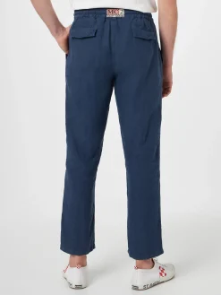 Marineblaue Calais-Hose für Herren aus Leinen mit Kordelzug