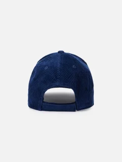 Marineblaue Cord-Baseballkappe mit gesticktem Logo