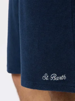 Marineblaue Frottee-Bermudashorts für Herren von Rande Sponge