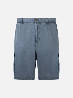 Marineblaue Herren-Bermudashorts aus Leinen von Rodi