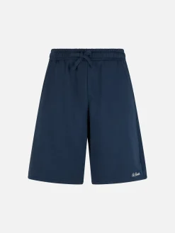 Marineblaue Herren-Bermudashorts aus Baumwollfleece Randle