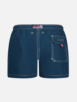 Marineblaue mittellange Badeshorts für Jungen Patmos Jr