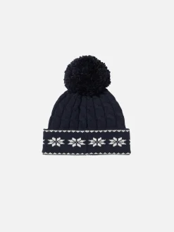 Marineblaue Mütze für Jungen mit Bommel