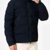 Marineblaue Pufferjacke in Cord-Optik mit Kapuze für Herren von Maier