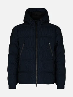 Marineblaue Pufferjacke in Cord-Optik mit Kapuze für Herren von Maier
