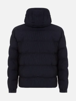 Marineblaue Pufferjacke in Cord-Optik mit Kapuze für Herren von Maier