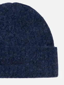 Marineblaue Rippenmütze für Herren Wengen