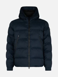 Marineblaue Steppjacke aus Flanell mit Kapuze für Herren von Maier
