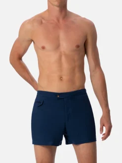 Marineblaue, taillierte Badeshorts für Herren von Harrys