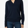 Marineblauer Damenpullover Eze mit Polokragen