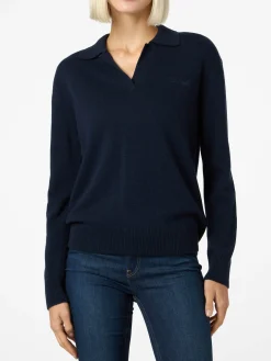 Marineblauer Damenpullover Eze mit Polokragen
