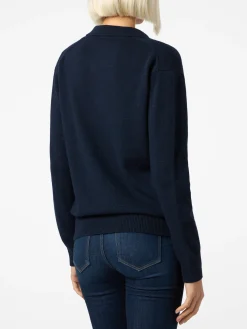 Marineblauer Damenpullover Eze mit Polokragen