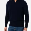 Marineblauer Herrenpullover mit Polokragen und Kaschmirmischung Covent